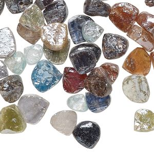 Multi-gemstone 1pkg1, hand-cut top-drilled puffed teardrop bead 1 oz mix 5-9mm