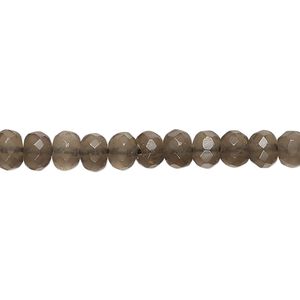 Smoky quartz 1pkg1, hand-cut faceted rondelle bead 14 inch 5x3mm-6x4mm