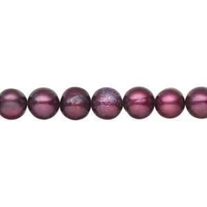 Freshwater pearl 1pkg1, semi-round, 15 inch dark wine 6-7mm cultured