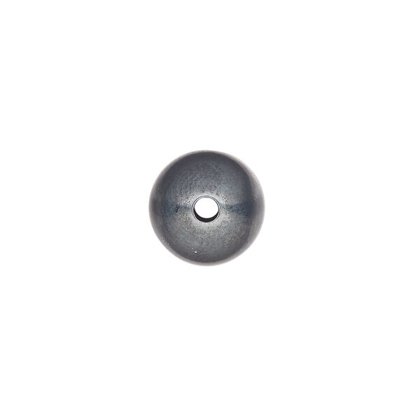 Bead, Navajo pearl style, brushed oxidized sterling silver, 12mm round. Sold individually. image number 1