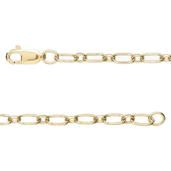 Chain, 14Kt gold-filled, 3.3mm oval long and short, 16 inches with lobster claw clasp. Sold individually. image number 0