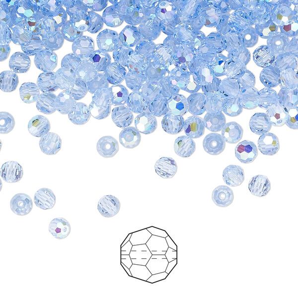 Bead 720pk light sapphire AB, Preciosa Czech crystal 3mm round image number 0