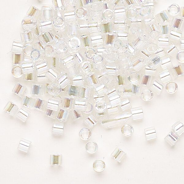 Seed bead, Delica®, glass, pkg/50g, #8 round, translucent rainbow crystal clear (DBL-0051). image number 0