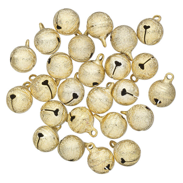 Bell, gold-finished brass, 12mm stardust round. Sold per pkg of 25. image number 0