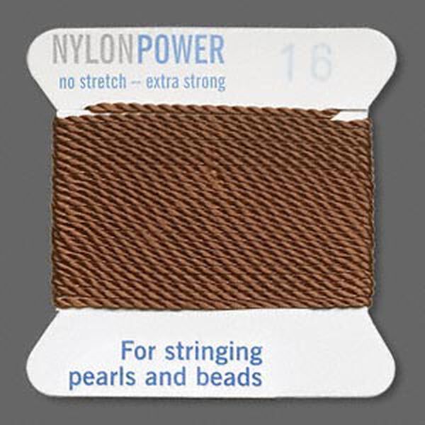 Thread, Griffin, nylon, brown, size #16. Sold per 2-meter card (approximately 78 inches). image number 0