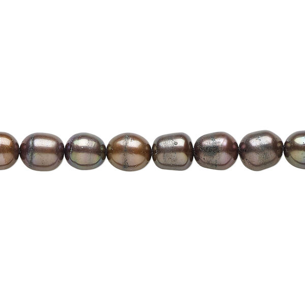 Pearl 1pkg1 cultured freshwater, 5-7mm rice C grade, 15 inch dyed copper peacock image number 0