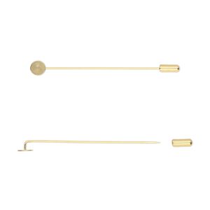 Hat pin, gold-finished stainless steel, 3 inches with 8mm flat pad and 10x4mm clutch, 18 gauge. Sold per pkg of 2.