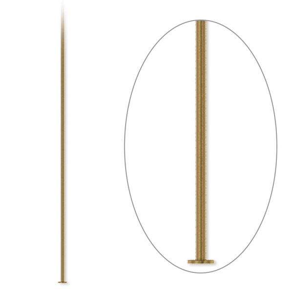 Head pin, antique gold-plated brass, 2 inches, 24 gauge. Sold per pkg of 1,000. image number 0