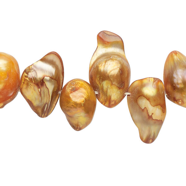 Pearl 1pkg1 freshwater, top-drilled baroque, 15 inch burnt orange 7x5mm-20x9mm cultured image number 0