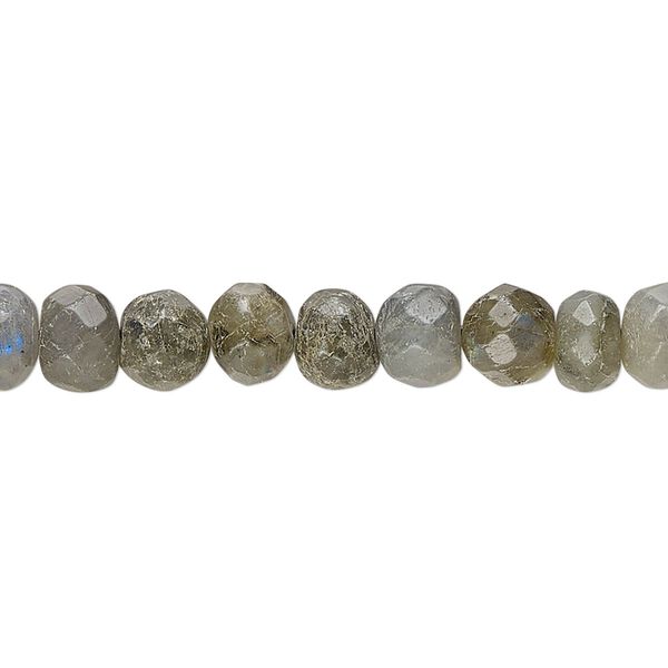 Labradorite 1pkg1, hand-cut tumbled faceted rondelle / round bead natural 14 inch 7x5mm / 7-8mm image number 0