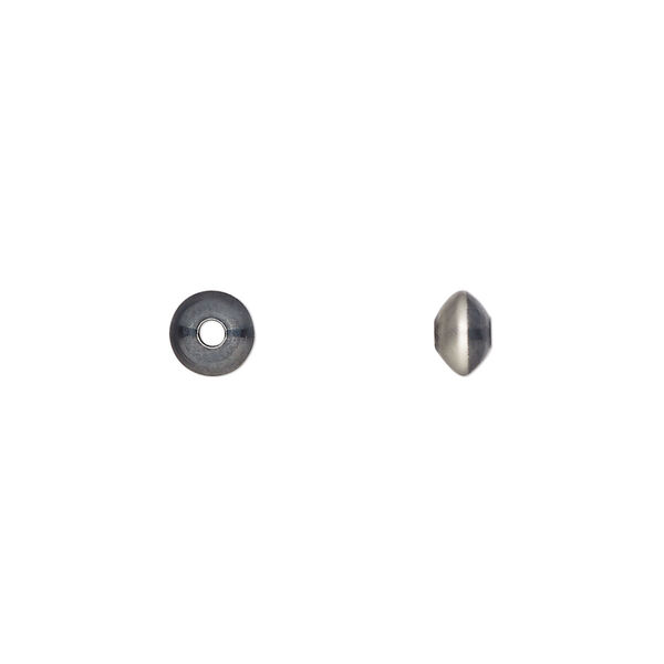 Bead, Navajo pearl style, brushed oxidized sterling silver, 5.5 x 3.5mm saucer. Sold per pkg of 2. image number 0