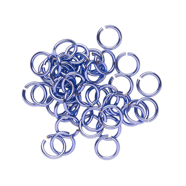 Jump ring, electro-coated brass, purple, 6mm round, 4.4mm inside diameter, 20 gauge. Sold per pkg of 50. image number 0