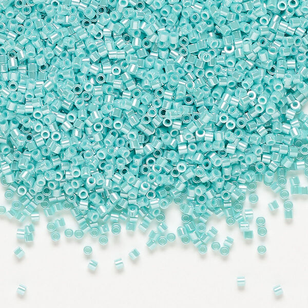 Seed bead, Delica®, glass, pkg/7.5g, #15 round, opaque luster sea opal (DBS-1567). image number 0