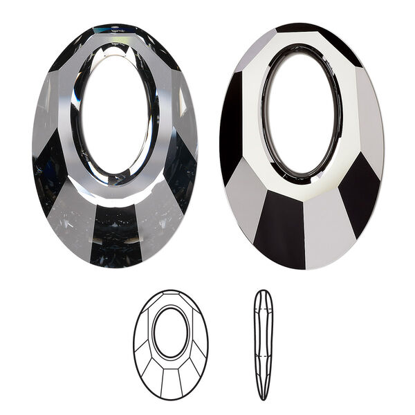 Focal 1pk crystal silver night, Crystal Passions® 40x27mm pendant helios 6040 image number 0