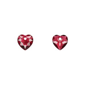 Drop 72pk scarlet, Swarovski® 8mm pendant heart cut 6432