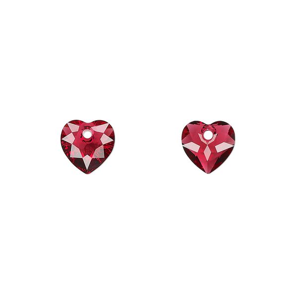 Drop 72pk scarlet, Swarovski® 8mm pendant heart cut 6432 image number 0