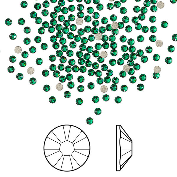 Flat back 144pk majestic green foil back, Crystal Passions® 1.7-1.9mm rose round SS5 2058 image number 0