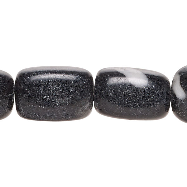 Black marble 1pkg1, nugget bead natural, 15 inch medium image number 0