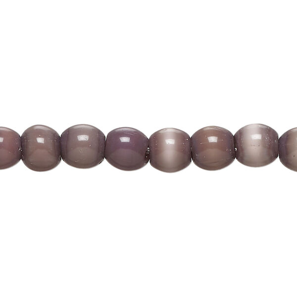 Bead, cat's eye glass (fiber optic glass), purple, small pebble. Sold per 14-inch strand, approximately 62 beads. image number 0