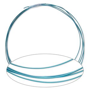 Wire, anodized niobium, teal, half-hard, round, 20 gauge. Sold pkg of 5 feet.