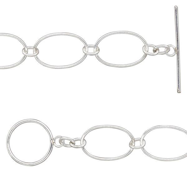 Chain, sterling silver-filled, 19x13mm oval, 7-1/2 inches with toggle clasp. Sold individually. image number 0