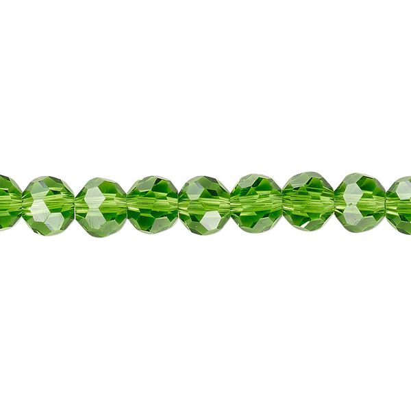 Bead 1pk 32 facets transparent green, Celestial Crystal® 6mm round 15.5-16 inch image number 0