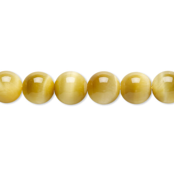 Bead, honey tigereye (natural), 8mm round, B grade, Mohs hardness 7. Sold per 8-inch strand, approximately 25 beads. image number 0