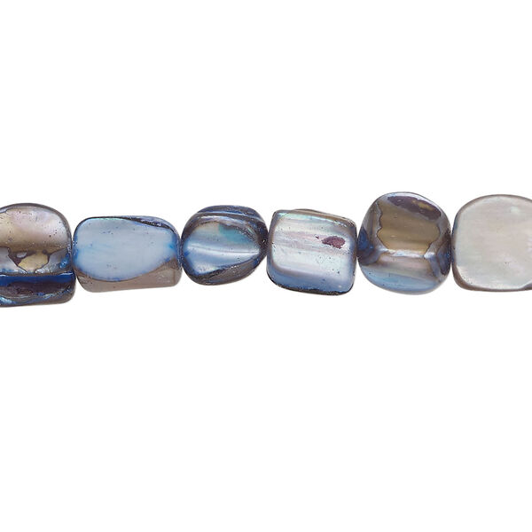 Mother-of-pearl shell 1pkg1, triangle tube bead 14 inch light denim blue 7x4mm-12x9mm image number 0