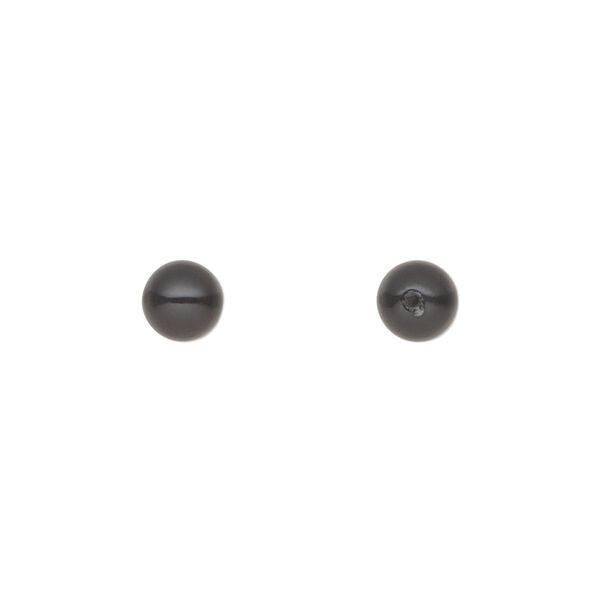 Pearl 10pk magic black, Preciosa Czech crystal 6mm half-drilled round image number 0