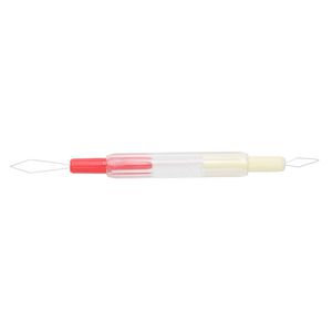 Needle threader, plastic and steel, multicolored, 4 inches with standard and extra-large. Sold individually.