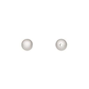Bead, satin-finished sterling silver, 6mm seamless round. Sold per pkg of 2.