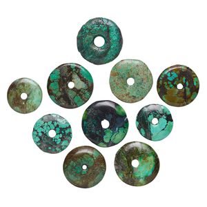 Turquoise 1pkg10, donut focal and component 25-41mm
