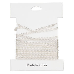 Chain 1pkg1 silver-plated, curb 2.6mm, steel 5 foot unfinished