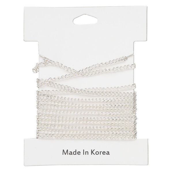 Chain 1pkg1 silver-plated, curb 2.6mm, steel 5 foot unfinished image number 0