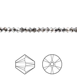Bead 1440pk crystal silver night, Swarovski® 3mm XILION bicone 5328