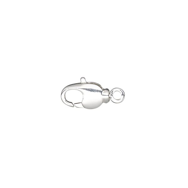Clasp, lobster claw, silver-plated brass and steel, 11.5x6mm with swivel. Sold per pkg of 2. image number 0