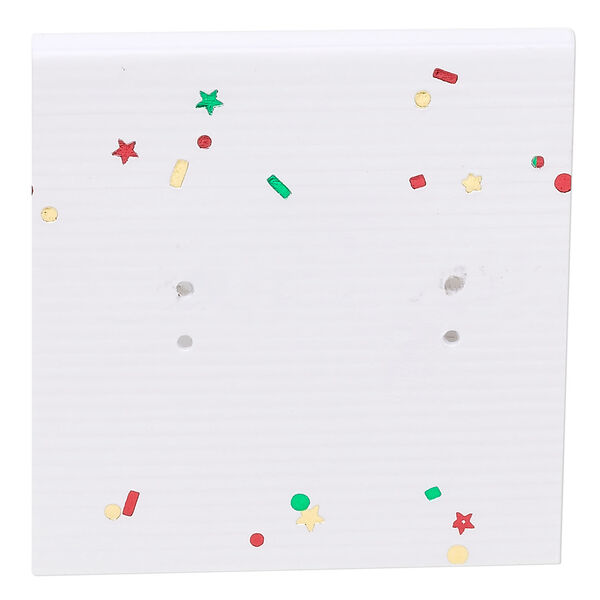 Earring card 1pkg100, paper and PVC, white with rainbow confetti, 2x2-inch square. image number 0