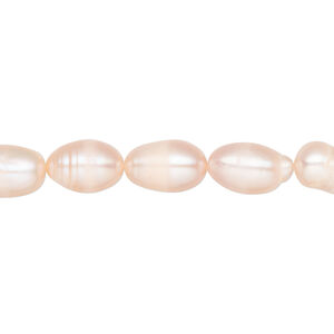 Freshwater pearl 1pkg1 rice, 14 inch pink satin 6-7mm cultured