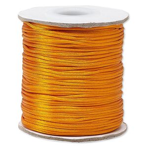 Cord, Satinique™, satin, orange, 1mm mini. Sold per 200-foot spool.