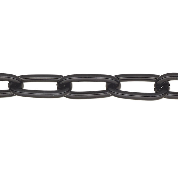 Chain, anodized aluminum, black, 7.8mm paperclip. Sold per pkg of 5 feet. image number 0