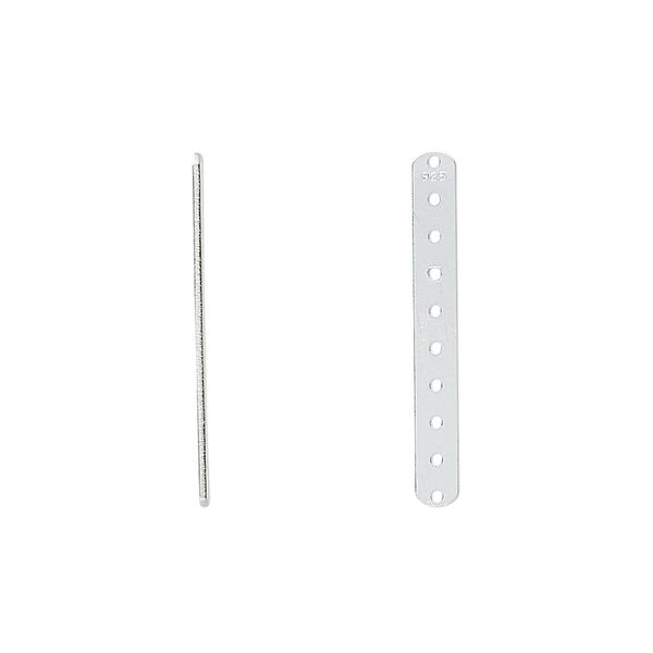Spacer bar, sterling silver, 24x3mm 10-strand, fits up to 2.5mm bead. Sold per pkg of 10. image number 0