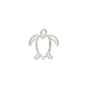 Charm Amoracast® 1pkg1 sterling silver, 15x15mm double-sided open turtle