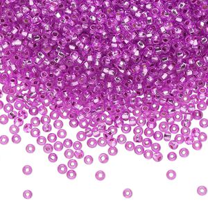 Seed bead, Preciosa Ornela Czech glass, pkg/500g, #11 rocaille, transparent silver-lined dark purple, (18228).
