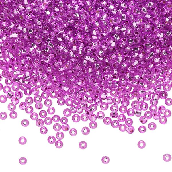 Seed bead, Preciosa Ornela Czech glass, pkg/500g, #11 rocaille, transparent silver-lined dark purple, (18228). image number 0