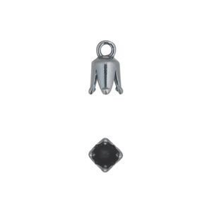 Cord end, JBB Findings, gunmetal-plated pewter (tin-based alloy), 8x5mm cone, 3mm inside diameter. Sold per pkg of 2.