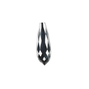 Bead, cubic zirconia, black, 20x7mm half-drilled faceted teardrop, Mohs hardness 8-1/2. Sold individually.
