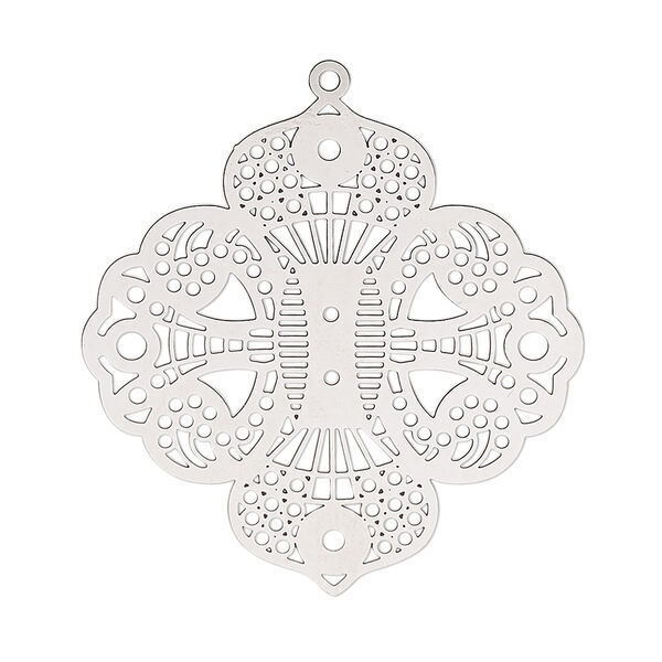 Focal, Lazer Lace™, stainless steel, 34x33mm double-sided fancy diamond. Sold per pkg of 2. image number 0