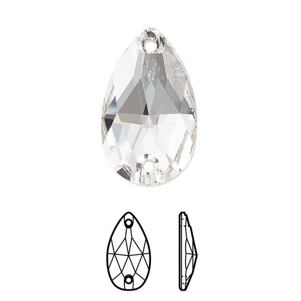 Sew-on 2pk crystal foil back, Crystal Passions® 23x13.8mm pear 3230 image number 0
