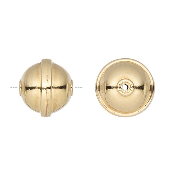 Bead, gold-plated carbon steel, 15mm rimmed round. Sold per pkg of 20. image number 0