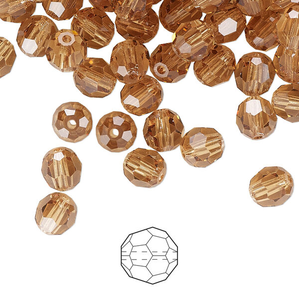 Bead 24pk light Colorado topaz, Preciosa Czech crystal 6mm round image number 0